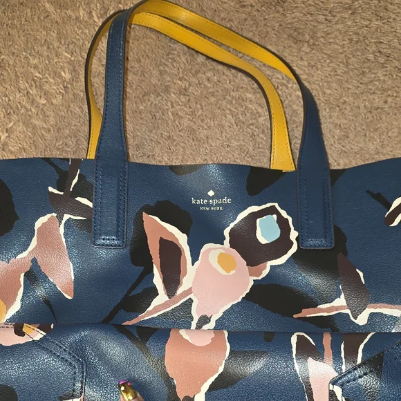 Kate Spade Navy and Pink Floral Tote - Picture 6 of 6